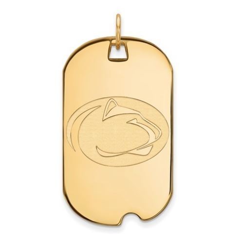 Penn State Gold Plated Sterling Silver Lion Head Dog Tag Large