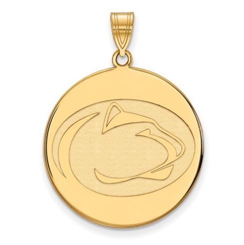 Penn State Gold Plated Sterling Silver Lion Head Disc Pendant Extra Large