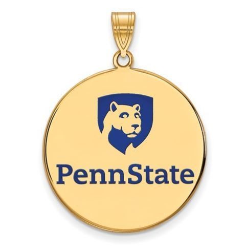 Penn State Gold Plated Sterling Silver Logo Enamel Disc Pendant