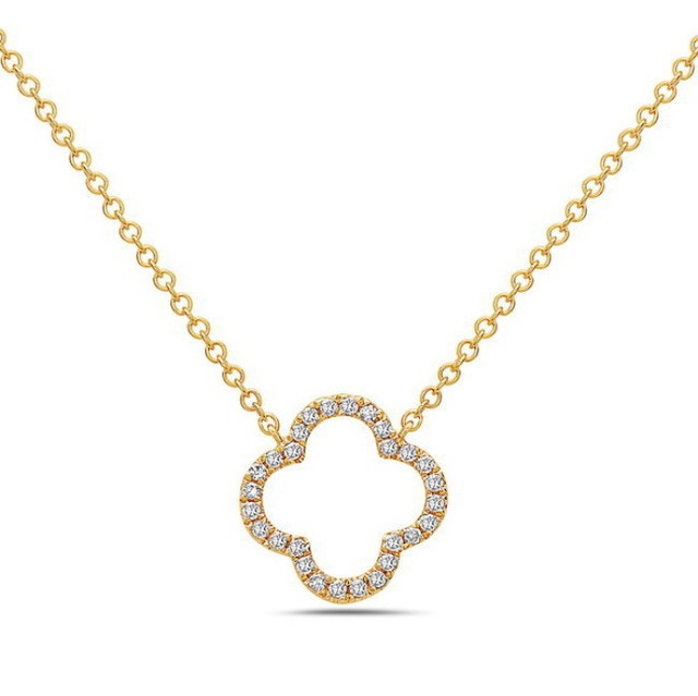 Diamond Quatrefoil Necklace in Yellow Gold