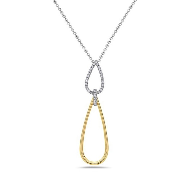 Teardrop Diamond Pendant in Two-Tone