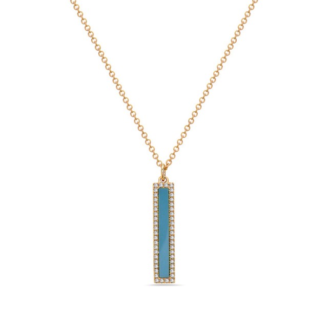 Turquiose and Diamond Bar Pendant
