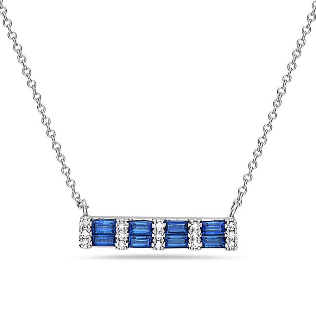 Sapphire and Diamond Bar Pendant