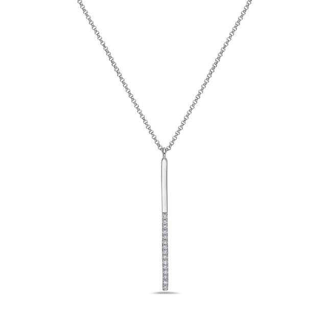 Diamond Bar Necklace in White Gold