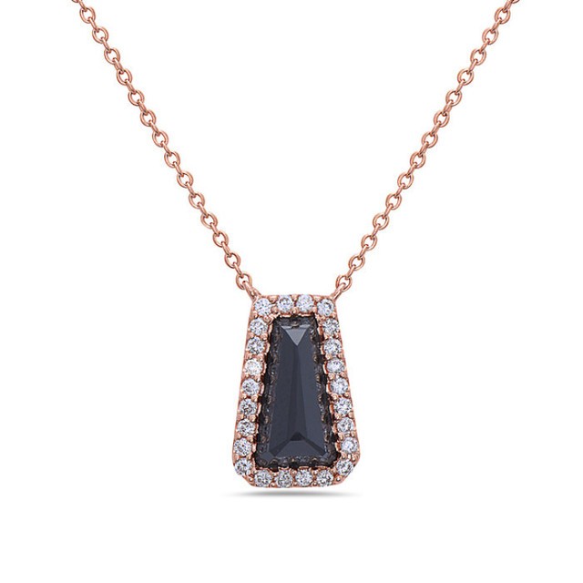 Black Onyx and Diamond Trapezoid Pendant