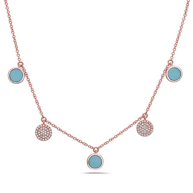 Turquoise and Diamond Station Pendant