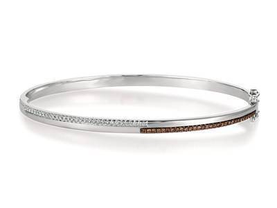 LeVian 14K Vanilla Gold® Bangle with Chocolate Diamonds® 1/5 cttw, Vanilla Diamonds® 1/6 cttw