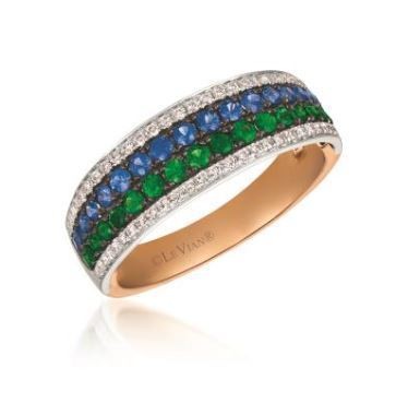 LeVian Two Tone Green Garnet Blueberry Sapphire and Vanilla Diamonds