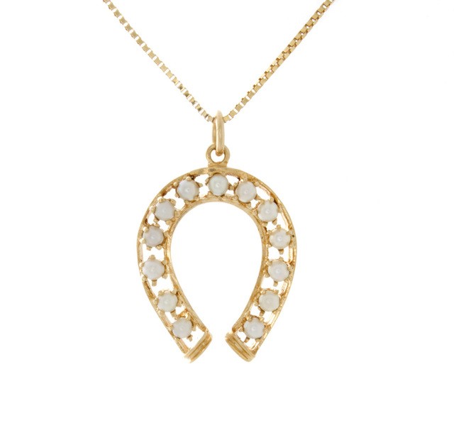 Antique Pearl Horseshoe Pendant