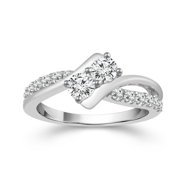 Two Diamond Ring 14K, 1 ct