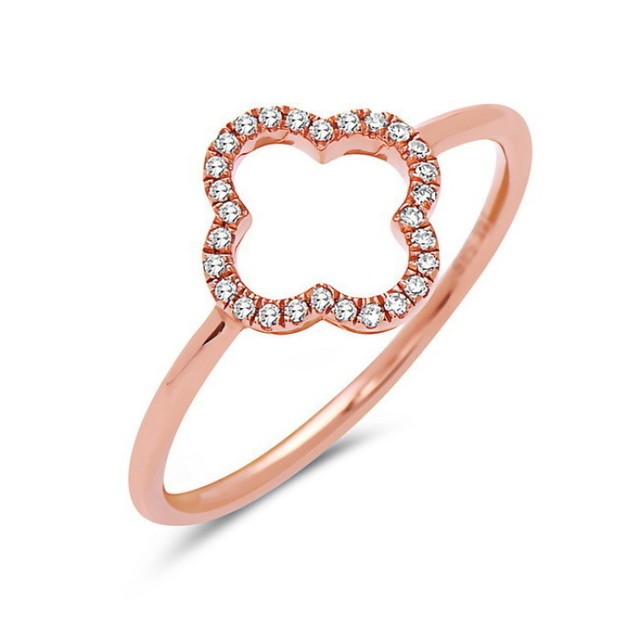 Quatrefoil Diamond Ring in Rose Gold