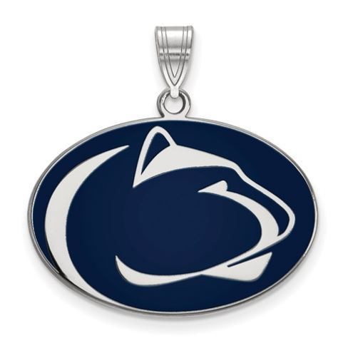 Penn State Sterling Silver Enamel Lion Head Pendant Large