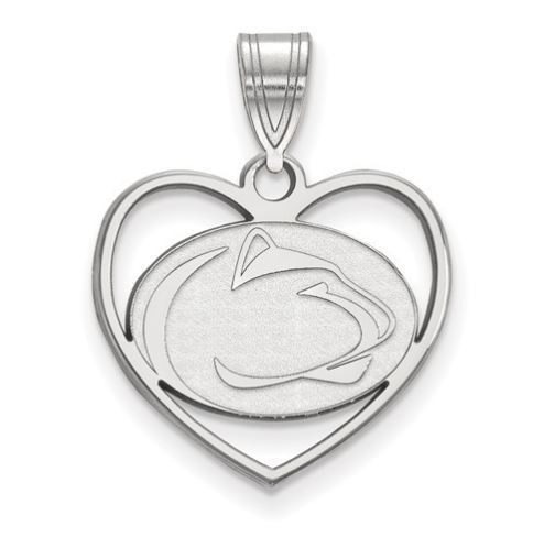 Penn State Sterling Silver Lion Head Heart Pendant