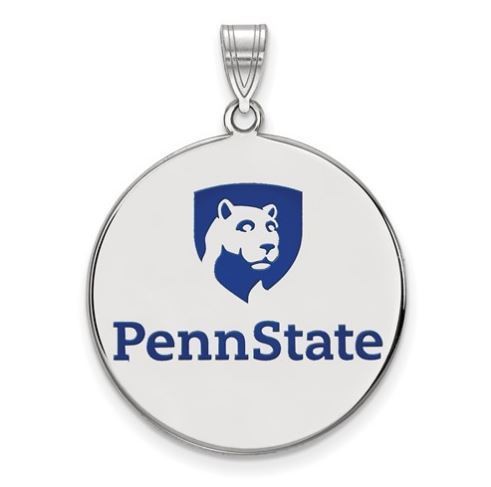 Penn State Sterling Silver Large Enamel Logo Disc Pendant