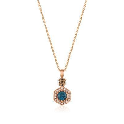LeVian Strawberry Gold Deep Sea Blue Topaz Pendant