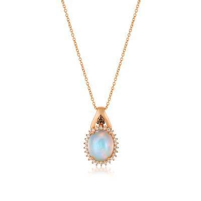 LeVian 14K Strawberry Gold® 1 5/8 ct Neopolitan Opal Pendant with Chocolate Diamonds® and Vanilla Diamonds®