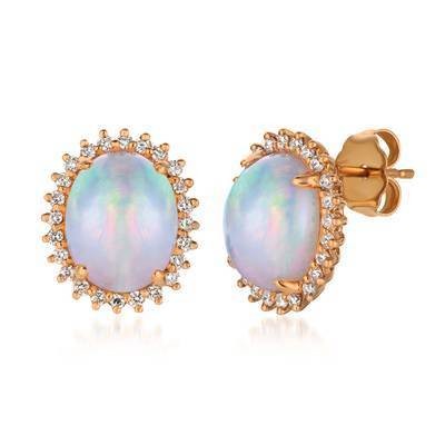 LeVian 14K Strawberry Gold®  2 3/8 ct Neopolitan Opal  Earrings with Vanilla Diamonds® 1/3 cts