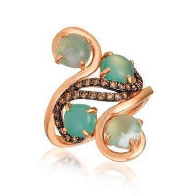 LeVian 14K Strawberry Gold&reg; Aquaprase Candy 2 1/2 cttw Ring with Chocolate Diamonds&reg; 3/8 cttw