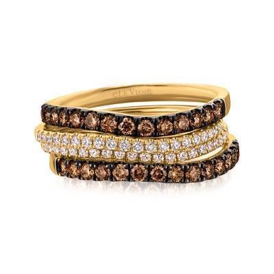 LeVian 14K Honey Gold Ring with Chocolate Diamonds® 5/8 cttw, Vanilla Diamonds® 1/4 cttw