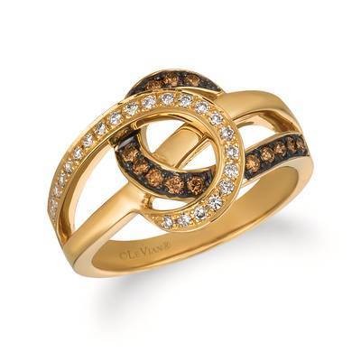 LeVian 14K Honey Gold Ring with Chocolate Diamonds® 1/6 cttw and Vanilla Diamonds® 1/8 cttw