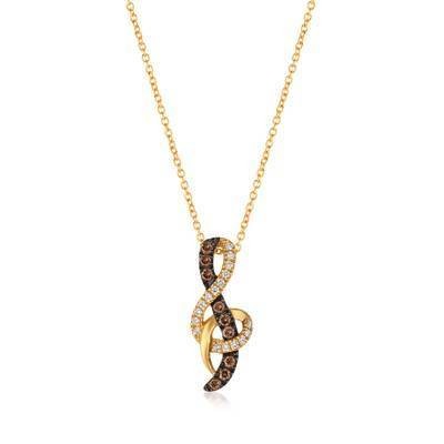 LeVian 14K Honey Gold Pendant with Chocolate Diamonds® 1/4 cttw and Vanilla Diamonds® 1/10 cttw