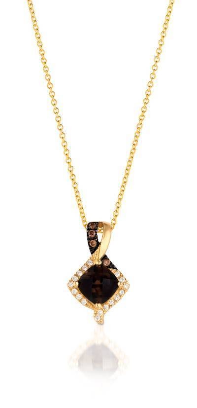 LeVian 14K Honey Gold Chocolate Quartz® 3/4 cttw Pendant with Chocolate and Vanilla Diamonds® 1/20 cttw