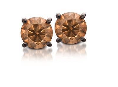 LeVian 14K Strawberry Gold® Earrings with Chocolate Diamond® Studs 1/2 cttw
