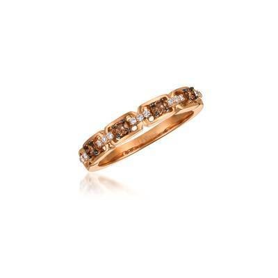 LeVian 14K Strawberry Gold® Ring with Chocolate Diamonds® 1/5 cttw and Vanilla Diamonds® 1/15 cttw