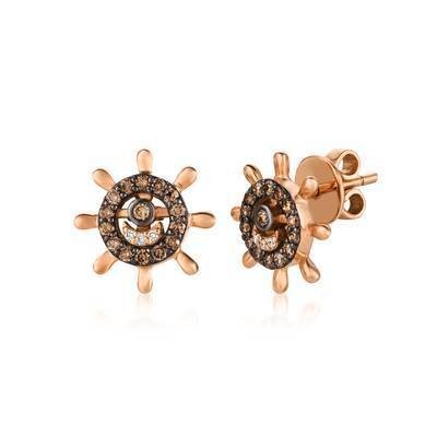 LeVian 14K Strawberry Gold® Earrings with Chocolate Diamonds® 3/8 cttw and Vanilla Diamonds®