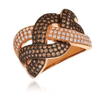 LeVian 14K Strawberry Gold® Ring with Chocolate Diamonds® 1 cttw and Vanilla Diamonds® 3/8 cttw