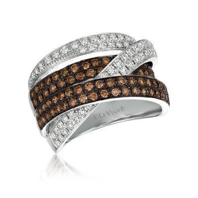 LeVian 14K Vanilla Gold® Ring with Vanilla Diamonds® 5/8 cttw and Chocolate Diamonds® 3/4 cttw