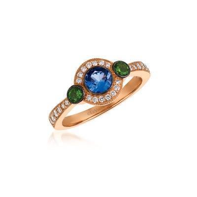 LeVian 14K Strawberry Gold&reg; Blueberry Tanzanite&reg;  Pistachio Diopside&reg;  Ring with Vanilla Diamonds&reg;