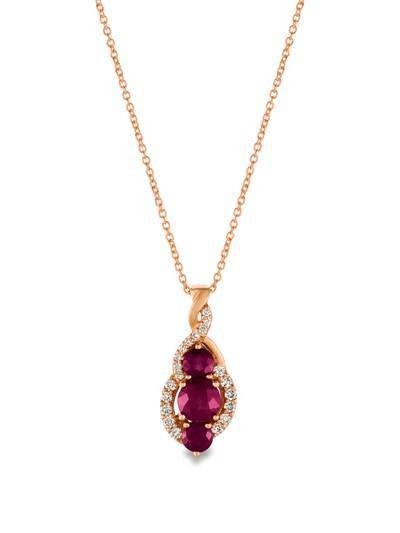 LeVian 14K Strawberry Gold® Passion Ruby 1 1/3 cttw Pendant with Vanilla Diamonds® 1/5 cttw