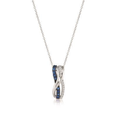 LeVian Blueberry Sapphire and Vanilla Diamond Twisted Pendant