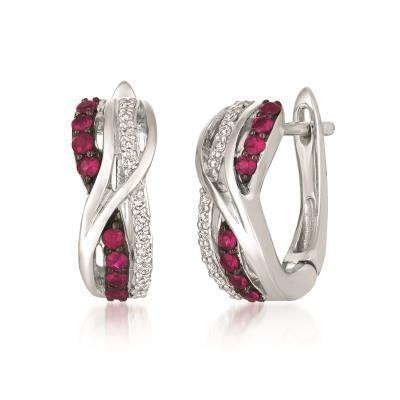 LeVian Passion Ruby and Vanilla Diamond Twisted Earrings