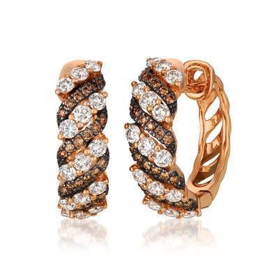 LeVian 14K Strawberry Gold® Earrings with Nude Diamonds 1 1/3 cttw, Chocolate Diamonds® 1/3 cttw