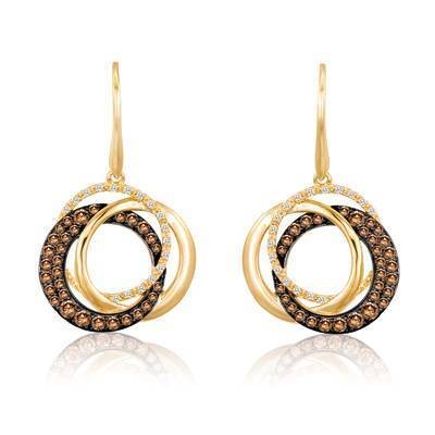 LeVian 14K Honey Gold Earrings with Chocolate Diamonds® 1 cttw and Vanilla Diamonds® 1/8 cttw