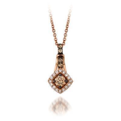 LeVian 14K Strawberry Gold® Pendant with Chocolate Diamonds® 1/5 cttw and Vanilla Diamonds® 1/15 cttw