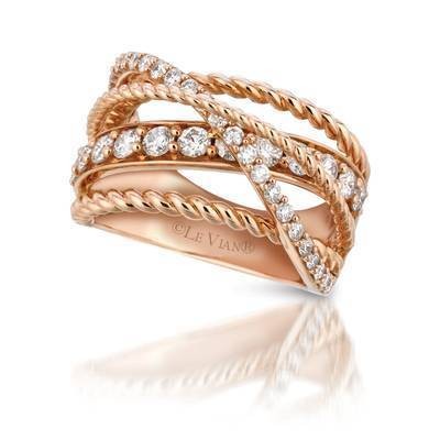 LeVian 14K Strawberry Gold® Ring with Vanilla Diamonds® 1 cttw