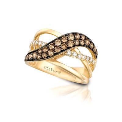 LeVian 14K Honey Gold Ring with Chocolate Diamonds® 3/4 cttw and Vanilla Diamonds® 1/4 cttw