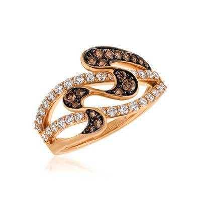 LeVian 14K Strawberry Gold® Ring with Chocolate Diamonds® 1/3 cttw and Vanilla Diamonds® 1/2 cttw