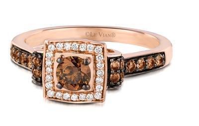 LeVian 14K Strawberry Gold® Ring with Chocolate Diamonds® 1/2 cttw and Vanilla Diamonds® 1/10 cttw