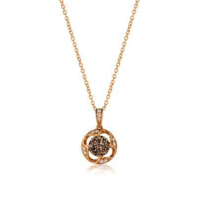 LeVian 14K Strawberry Gold® Pendant with Chocolate Diamonds® 1/4 cttw and Vanilla Diamonds® 1/20 cttw