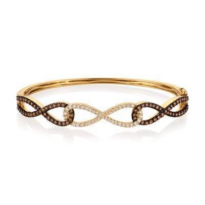LeVian 14K Honey Gold Bangle with Chocolate Diamonds® 1 3/8 cttw and Vanilla Diamonds® 3/8 cttw
