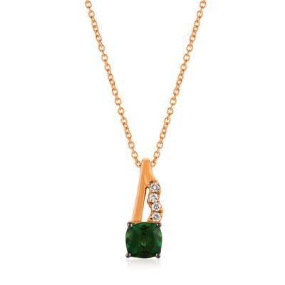 LeVian  14K Strawberry Gold® Pistachio Diopside® 3/4 ct Pendant with Vanilla Diamonds® 1/20 cttw