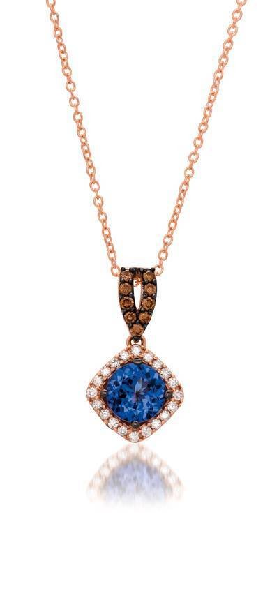 LeVian 14K Strawberry Gold® Blueberry Tanzanite® 5/8 cts. Pendant with 1/10 cttw Chocolate Diamonds® and 1/8 cttw Vanilla Diamonds®