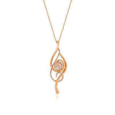 LeVian 14K Strawberry Gold® Peach Morganite 1/2 ct Pendant with Vanilla Diamonds® 1/5 cttw