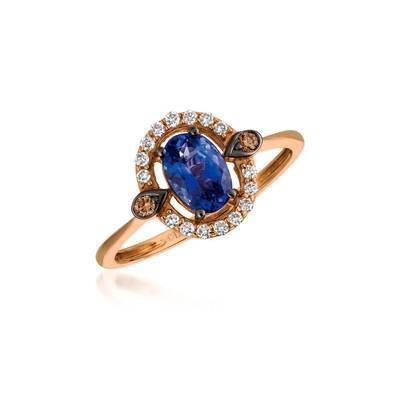 LeVian 14K Strawberry Gold® Blueberry Tanzanite® 5/8 ct Ring with Chocolate and Vanilla Diamonds®