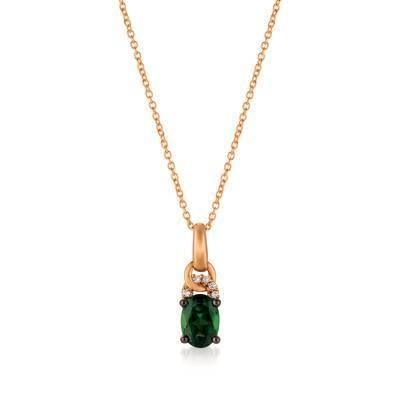 LeVian 14K Strawberry Gold® Pistachio Diopside® 5/8 cts. Pendant with Vanilla Diamonds®
