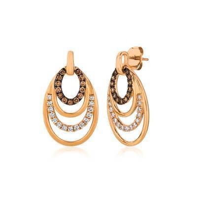 LeVian 14K Strawberry Gold® Earrings with Chocolate Diamonds® 1/3 cttw, Vanilla Diamonds® 3/8 cttw